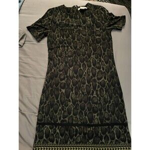Michael Kors Cobra Snakeskin Print Brown/Black Short Sleeve Shift Dress Sz Small